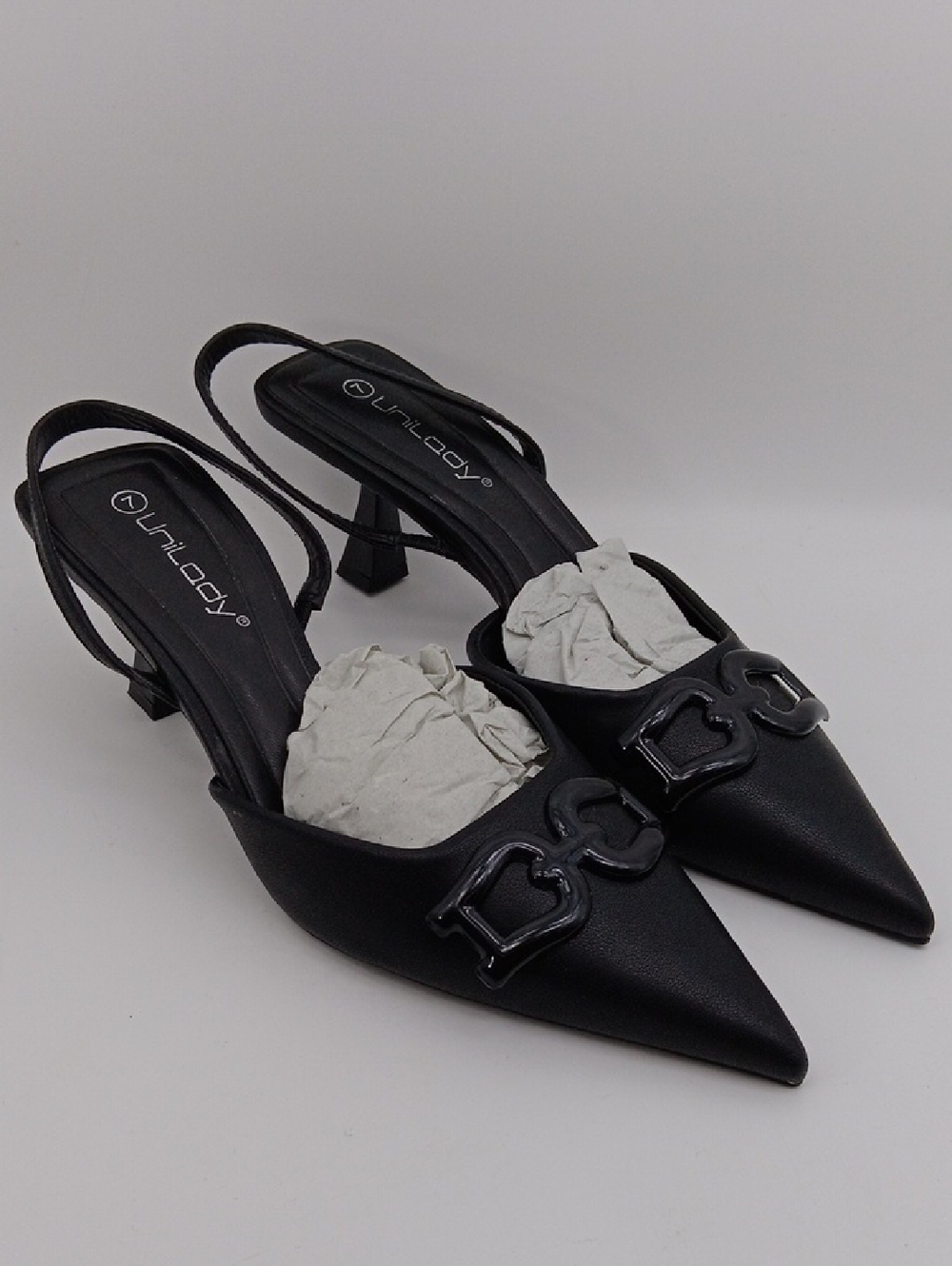 WOMEN'S BLACK POINTED SLING BACK HEELS SIZE 7